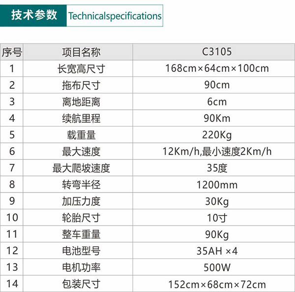 电动洛扎尘推车C3105